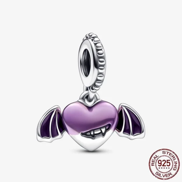 Charm Cœur Ailé Démoniaque Argent 925 Compatible Pandora.