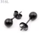 Clous d’oreilles Acier 316L Noir PVD à Boules 2-8 mm.
