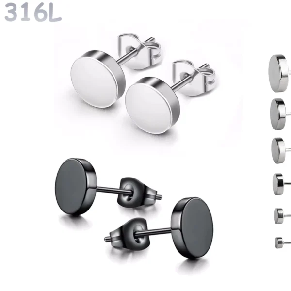Clous d’oreilles Disque en Acier 316L 3-8 mm Clous d’oreilles Disque en Acier 316L 3-8 mm.