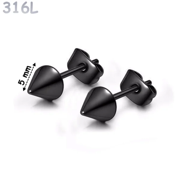 Clous d’oreilles Pointe Conique 5 mm en Acier 316L Noir PVD Clous d’oreilles Pointe Conique 5 mm en Acier 316L Noir PVD.