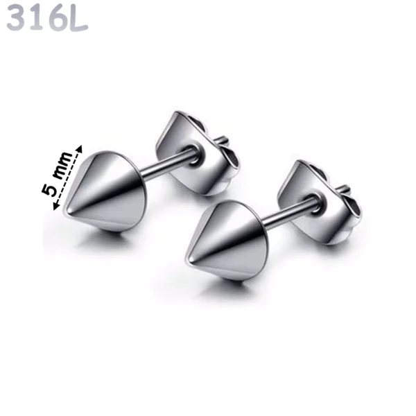 Clous d’oreilles Pointe Conique 5 mm en Acier 316L Poli Clous d’oreilles Pointe Conique 5 mm en Acier 316L Poli.