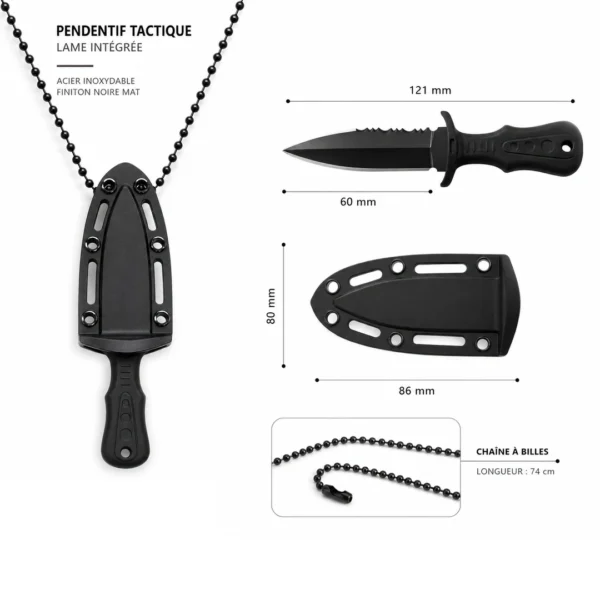Collier Pendentif Tactique Noir Style Punk Industriel (dimensions) Collier Pendentif Tactique Noir Style Punk Industriel (dimensions).