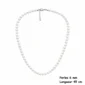 Collier Perles Blanches Nacrées 6 mm Acier Inoxydable 316L.