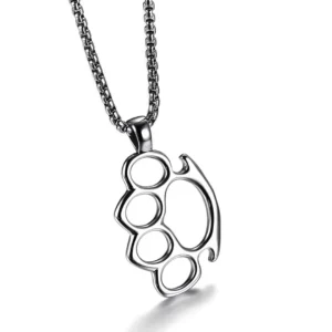 Collier Poing Américain Acier 316L Style Punk.