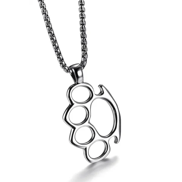 Collier Poing Américain Acier 316L Style Punk.
