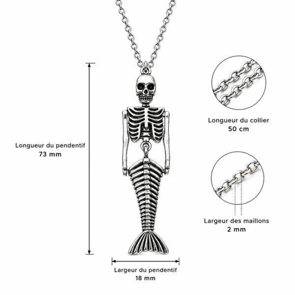 Collier Sirène Squelettique en Acier 316L (dimensions) Collier Sirène Squelettique en Acier 316L (dimensions).