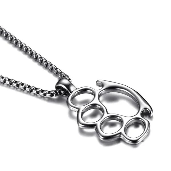 Collier à Pendentif Poing Américain Acier Inoxydable 316L Collier à Pendentif Poing Américain Acier Inoxydable 316L.