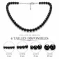Collier de Perles Noires Nacrées sur Câble Acier 316L.