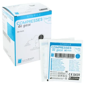 Compresses de Gaze Stériles Euromédis 7,5 × 7,5 cm.