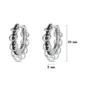 Créoles Argent 925 à Pavage Zircons Noirs et Anneaux Mobiles (dimensions).
