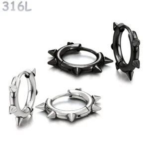 Créoles Cloutées Acier 316L 10 mm - Style Punk.