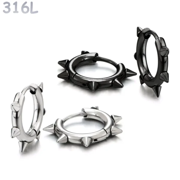 Créoles Cloutées Acier 316L 10 mm - Style Punk.