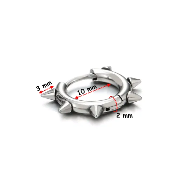 Créoles Cloutées Punk en Acier 316L 10 mm (dimensions) Créoles Cloutées Punk en Acier 316L 10 mm (dimensions).