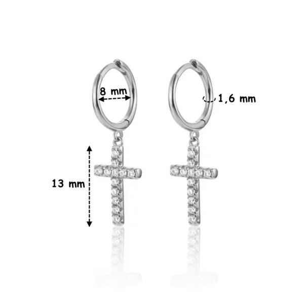 Créoles Croix Pavée de Zirconiums Femme en Argent 925 (dimensions) Créoles Croix Pavée de Zirconiums Femme en Argent 925 (dimensions).