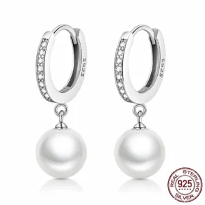 Créoles Élégantes Perles Argent 925 et Zirconiums.