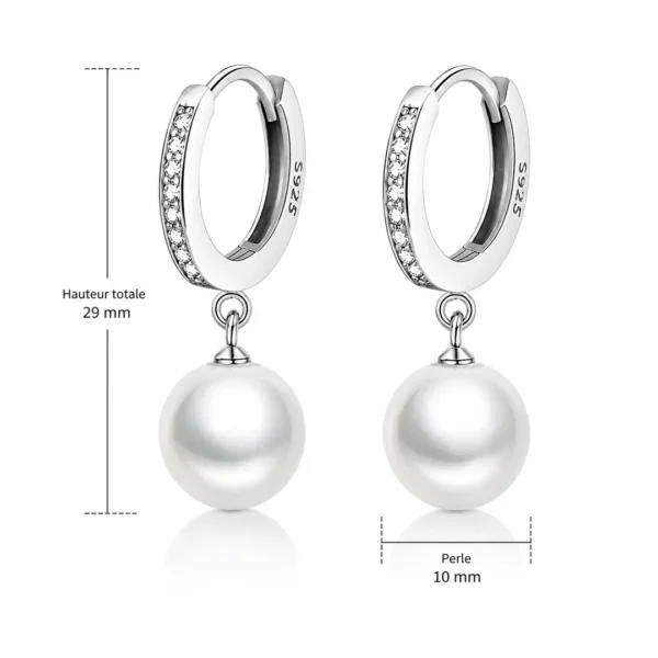 Créoles Élégantes Perles Argent 925 et Zirconiums (dimensions) Créoles Élégantes Perles Argent 925 et Zirconiums (dimensions).