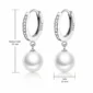 Créoles Élégantes Perles Argent 925 et Zirconiums (dimensions).