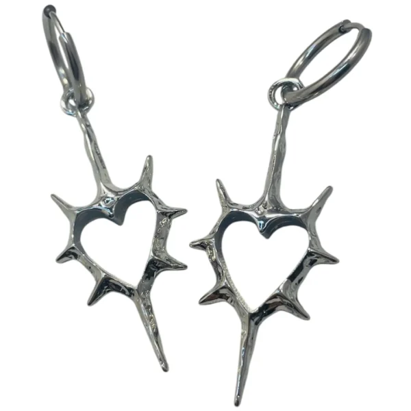 Créoles Gothiques Punk à Cœur Épineux Suspendu en Acier 316L Créoles Gothiques Punk à Cœur Épineux Suspendu en Acier 316L.