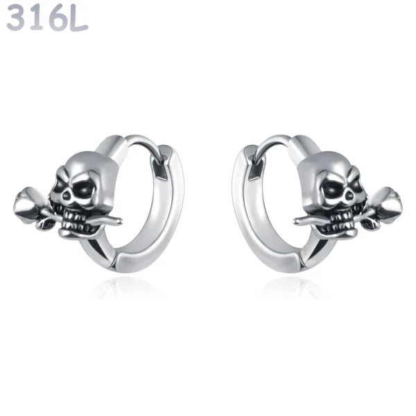 Créoles Gothiques Tête de Mort & Rose Acier 316L Créoles Gothiques Tête de Mort & Rose Acier 316L.