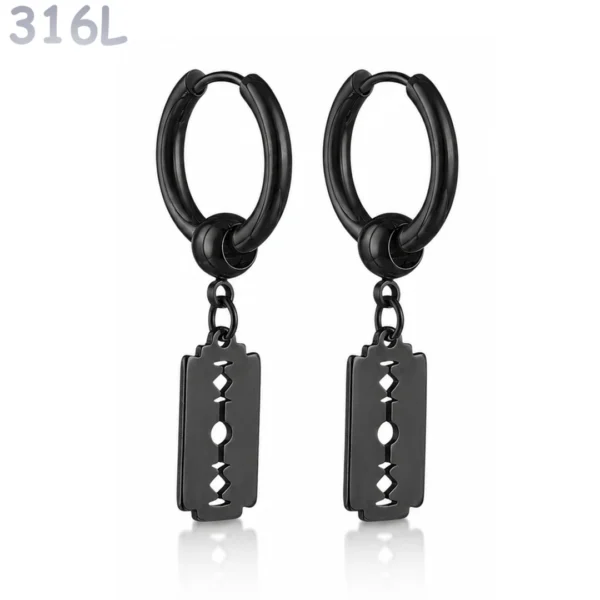 Créoles Lame de Rasoir Acier 316L Noir PVD Créoles Lame de Rasoir Acier 316L Noir PVD