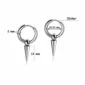 Creoles Punk Perle Pointe Conique 12 mm en Acier 316L (dimensions).
