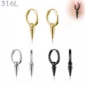 Créoles Punk Perle & Pointe Conique Acier 316L.