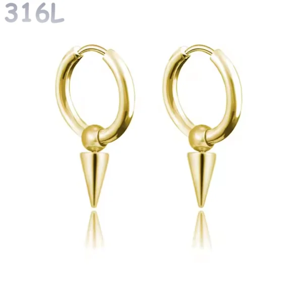 Créoles Punk Perle & Pointe Conique Acier 316L Doré PVD Créoles Punk Perle & Pointe Conique Acier 316L Doré PVD.