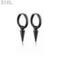 Créoles Punk Perle & Pointe Conique Acier 316L Noir PVD.