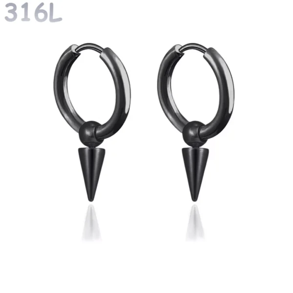 Créoles Punk Perle & Pointe Conique Acier 316L Noir PVD Créoles Punk Perle & Pointe Conique Acier 316L Noir PVD.