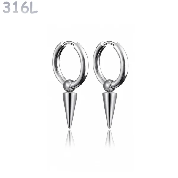Créoles Punk Perle & Pointe Conique Acier 316L Poli Créoles Punk Perle & Pointe Conique Acier 316L Poli.