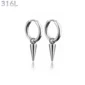 Créoles Punk Perle & Pointe Conique Acier 316L Poli.