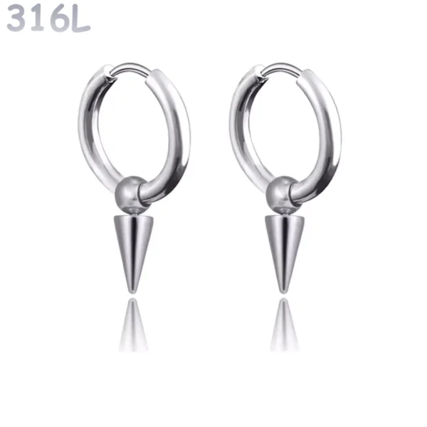 Créoles Punk Perle & Pointe Conique Acier 316L Poli Créoles Punk Perle & Pointe Conique Acier 316L Poli.