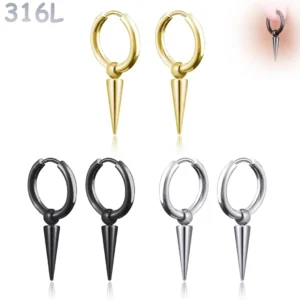 Créoles Punk Pointe Conique 17 mm en Acier 316L.