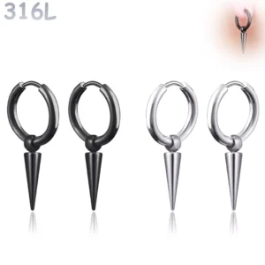 Créoles Punk Pointe Conique 17 mm en Acier 316L.