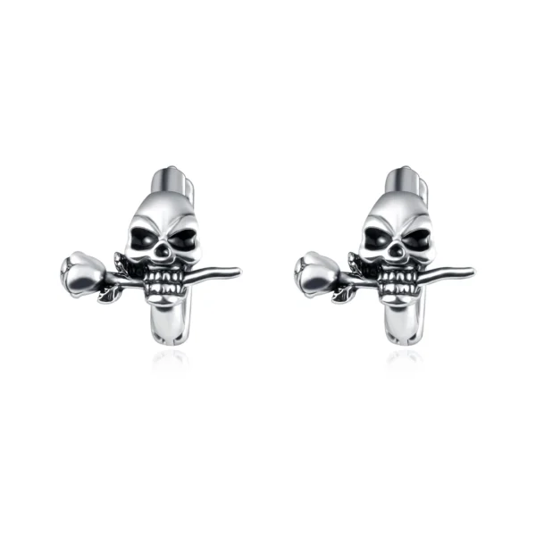 Créoles Tête de Mort avec Rose entre les Dents Créoles Tête de Mort avec Rose entre les Dents.