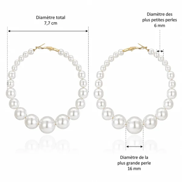 Créoles de Perles Nacrées Dégradées (dimensions) Créoles de Perles Nacrées Dégradées (dimensions).