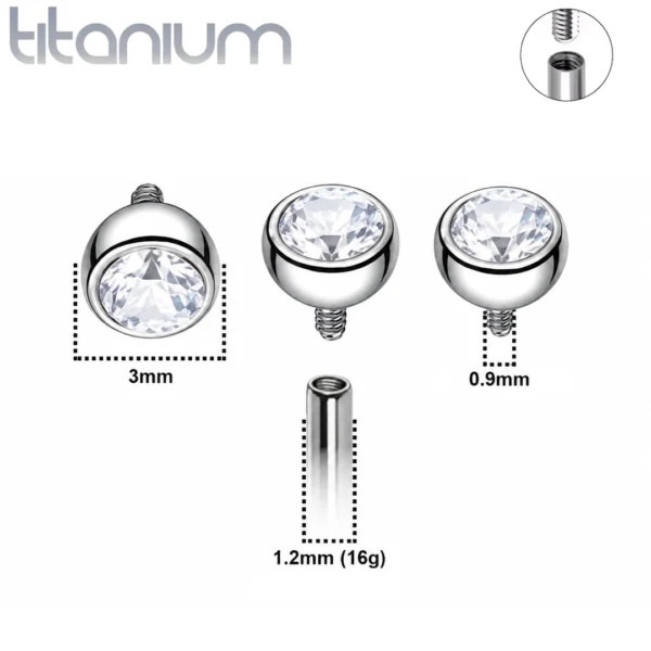 Embout Convexe Piercing Titane ASTM-F136 avec Zirconium.