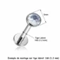 Embout Convexe Piercing Titane ASTM-F136 avec Zirconium monté sur Tige Labret 16G.
