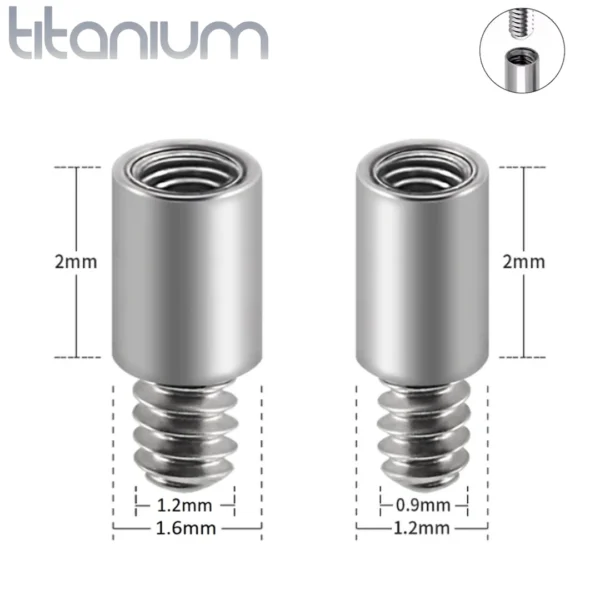 Extension pour Tige de Piercing en Titane 2mm Extension pour Tige de Piercing en Titane 2mm.