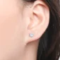 Femme avec Boucles d'Oreilles Patte de Chien Acier 316L.