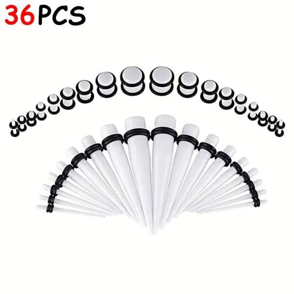 Kit Écarteurs Stretching Oreille Acrylique Blanc 1,6 à 10 mm Kit Écarteurs Stretching Oreille Acrylique Blanc 1,6 à 10 mm.