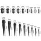 Kit Stretching Oreille 36 Pièces - Acrylique Noir (dimensions).