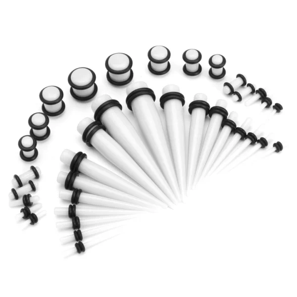 Lot 36 Écarteurs pour Stretching Oreille en Acrylique Blanc 1,6 à 10 mm Lot 36 Écarteurs pour Stretching Oreille en Acrylique Blanc 1,6 à 10 mm.