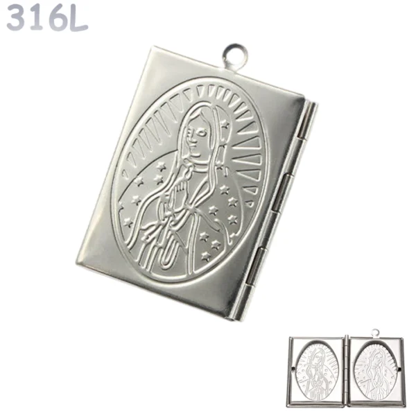 Médaillon Photo Vierge Marie Acier Inox 316L.