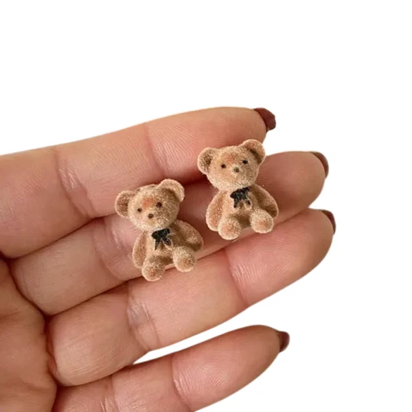 Paire de Boucles d'Oreilles Ours Marron en Coton Paire de Boucles d'Oreilles Ours Marron en Coton