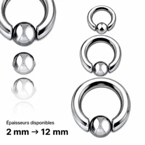 Piercing Anneau CBR Acier 316L Gros Diamètre.