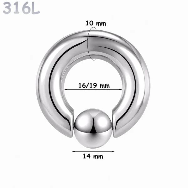 Piercing Anneau CBR Acier 316L Gros Diamètre 10x16-19x14 mm Piercing Anneau CBR Acier 316L Gros Diamètre 10x16-19x14 mm