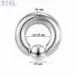 Piercing Anneau CBR Acier 316L Gros Diamètre 10x16-19x14 mm
