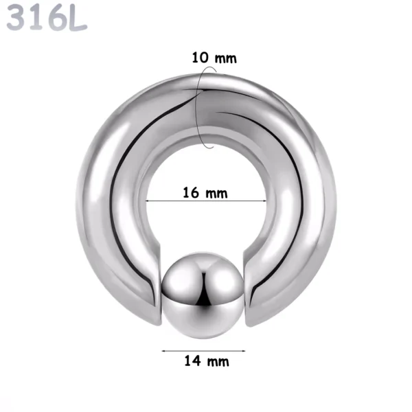 Piercing Anneau CBR Acier 316L Gros Diamètre 10x16x14 mm Piercing Anneau CBR Acier 316L Gros Diamètre 10x16x14 mm.