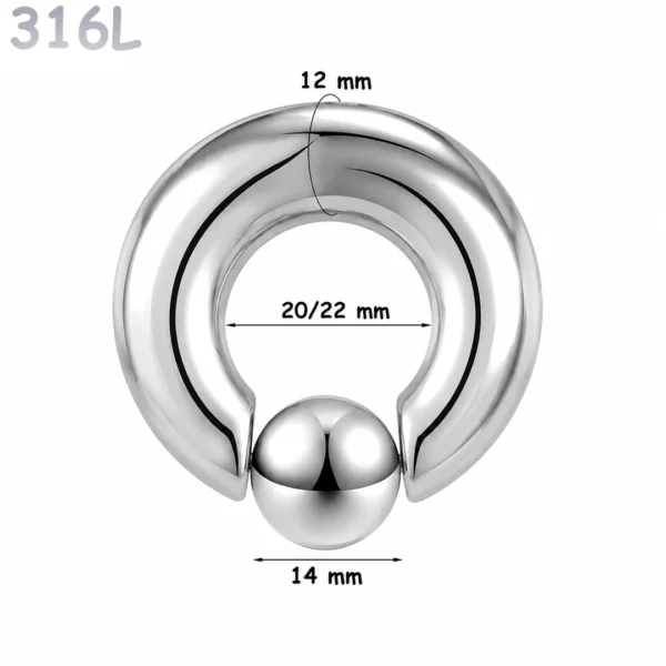 Piercing Anneau CBR Acier 316L Gros Diamètre 12x20-22x14 mm Piercing Anneau CBR Acier 316L Gros Diamètre 12x20-22x14 mm